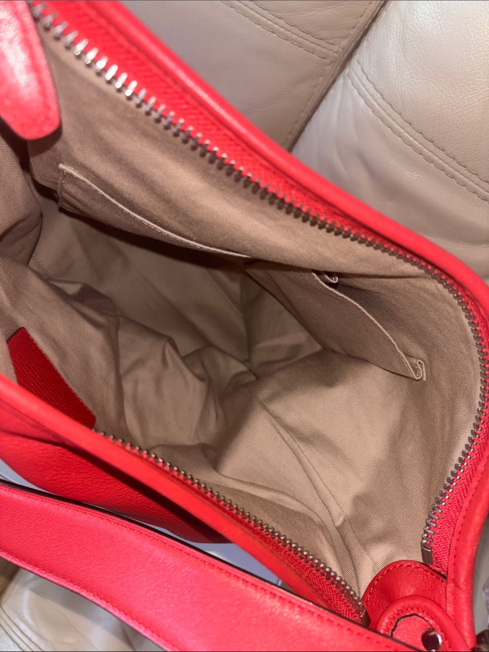 COACH Red Leather Tassel 2WAY Shoulder Bag Authentic Large Leather Tote - Picture 11 of 14